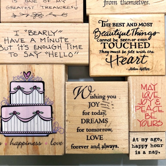 32 SENTIMENT WOODBLOCK RUBBER STAMPS - Picture 6 of 11